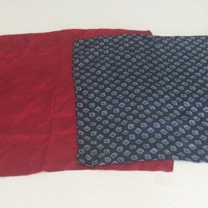 2 Vintage Silk Bandanas Scarves Red Blue Print